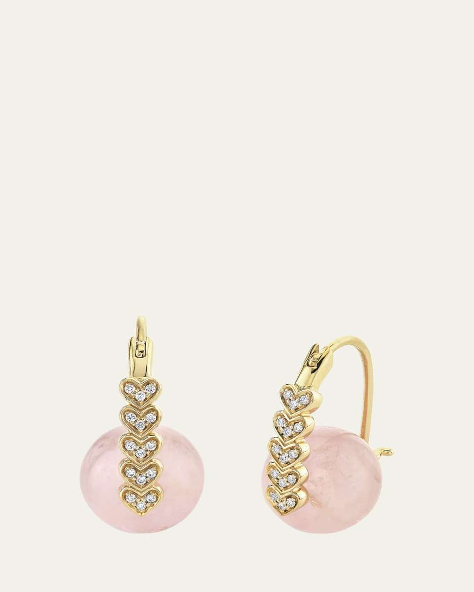 14K Gold & Diamond Heart Morganite Earrings